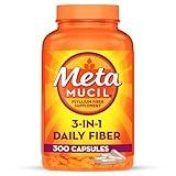 Metamucil 3-in-1 Fiber Capsules, Daily Psyllium Husk Fiber Supplement, Fiber Capsules for Digestive Health, Plant-Based Psyllium Husk Fiber Capsules, #1 Doctor Recommended Fiber Brand, 300ct Capsules