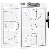 Elite Clipboards Basketball White Dry Erase Coaches Clipboard | Double-Side Basketball Coaching Whiteboard with Marker