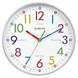 Telling Time Teaching Clock - Learning Clock for Kids - Kids Wall Clocks for Bedrooms - Kids Wall Clock- Silent Analog Kids Clock for Teaching Time ,for School Classrooms Playrooms and Kids Bedrooms