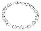 Miabella Sterling Silver Italian 5mm Rolo Heart Link Chain Bracelet for Women, Made in Italy (Length 6.5 Inches)