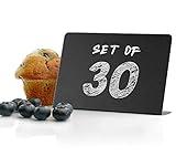 Set of 30 Small Chalkboard Signs 3x4 inches - Food Signs for Party Buffet, Mini Chalkboard Sign, Food Display Card, Tabletop Chalkboards for Kitchen, Standing Menu Black Boards for Wedding