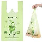 100% Certified Compostable Grocery Bags Biodegradable TShirt Bags Recyclable Thank You Shopping Bags Eco Friendly takeout Reusable Bags, Great for On The Go, Farmers Markets, Grocery Stores,