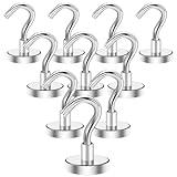 E BAVITE Strong Magnetic Hooks, 25Lbs Magnetic Hooks Neodymium Magnets with Hooks for Refrigerator, Grill, Towel, Indoor Hanging, Home, Kitchen, Workplace, Office and Garage - 10 Pack