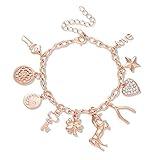 CEALXHENY Women’s Link Charm Bracelet Unicorn Butterfly Star Heart Pendant Charms Bracelet Bangles for Women