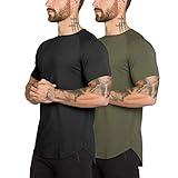 Mens Gym Workout Slim Fit Short Sleeve T-Shirt Cotton Performance Athletic Shirts Running Fitness Tee(AGBK XL)