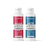 GRANOTONE Acrylic Artist's Varnish | High Gloss & Matt Finish | Non-Yellowing | Non-Toxic | Anti-Crazing Formula | Suitable for Pro Artists, Hobby Painters & Kids | Made in India | 100 ML x 2