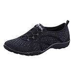 Skechers Sport Women's Breathe Easy Fortune Fashion Sneaker,Black Knit,9 M US