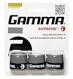 GAMMA Sports Supreme Overgrip for Tennis, Pickleball, Squash, Badminton, and Racquetball Racquets, 3-Pack, Grey