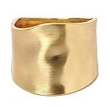 CASDAN 1 PCS Gold Cuff Bracelets for Women Trendy Wide Chunky Bangle Bracelets for Women Hinge Gold Plated Frosted Bracelets Fashion Irregular Wrist Cuff Wrap Bracelet