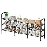 Oeofuzep Shoe Rack, 3 Tier Shoe Storage, Metal Shoe Organizer, for Closet, Entryway, Free-Standing Shoe Rack, Easy to Assemble, Up to 24 Pairs of Shoes