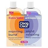 Clean & Clear 2-Pack Oil-Free Facial Cleansers with Citrus Scent, Morning Burst and Night Relaxing, 16 oz