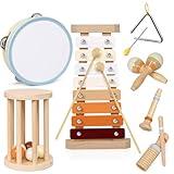 Toddler Musical Instruments, Wooden Montessori Musical Instruments Montessori Wooden Toys for Toddlers, Xylophone for Kids Preschool Educational 3+, Early Learning Music Toys for Boys Girls Gift