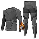 MEETWEE Men's Thermal Underwear Set, Winter Ski Gear Fleece Lined Long Johns Base Layer Warm Top & Bottom for Skiing