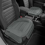 Motor Trend Gray Faux Leather 1-Piece Padded Car Seat Protector with Storage Pockets, Premium Interior Front Seat Cover for Cars Truck SUV Auto