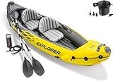 Intex Explorer K2 Kayak, 2-Person Inflatable Kayak Set with Two Aluminum Oars, Manual & Electric Pumps, Yellow