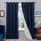 Deconovo Blackout Curtains 84 Inch Length 2 Panels Set - Thermal Curtains for Bedroom and Living Room with Back Silver Coating (52W x 84L, Navy Blue, 2 Panels)