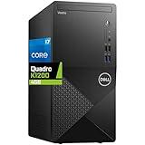 Dell Vostro 3910 Tower Desktop Computer, Intel Core i7-12700K, 64GB RAM, 2TB NVMe SSD, Nvidia Quadro K1200 4GB Graphics, DVD-RW, Wi-Fi, Bluetooth, Windows 11 Pro, Black