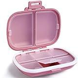 Holii Travel Pill Organizer, 8 Compartments Portable Pill Case, Daily Pill Box to Hold Vitamins, Small Pill Container for Pocket Purse Medicine Organizer（Pink）