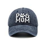 Waldeal Women's Adjustable Embroidered Dog Mom Hat Washed Dad Cap Dog Lover Gift Navy