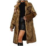 DESKABLY Winter Faux Fur Long Coat for Women Plus Size Warm Cotton Jackets Casual Open Front Long Sleeve Sherpa Outerwear