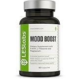 LES Labs Mood Boost – Stress Relief, Mood Support, Deep Relaxation & Better Sleep – 5-HTP, Ashwagandha, Rhodiola Rosea, Magnesium, L-Theanine & GABA – Non-GMO Supplement – 60 Capsules