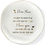 YZMICSTAR Mother's Day Birthday Gifts for Mom,Mom Ring Dish Holder-Dear Mom,You Mean The World To Me