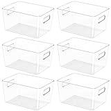 BALEINE Refrigerator Organizers and Storage Bins, 6 PK Plastic Clear Storage Bins, BPA Free Freezer Organizer Stackable Storage Bins with Handles for Fridge Kitchen Cabinet Bathroom (9.5x5.5x4.5)