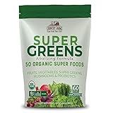 COUNTRY FARMS Super Greens Natural Flavor, 50 Organic Super Foods, USDA Organic Drink Mix, Fruits, Vegetables, Super Greens, with Fiber, Mushrooms & Probiotics, Supports Energy, 60 Servings, 900g