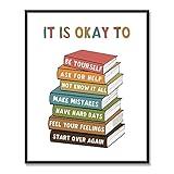 It Is Okay To Feel, Boho Classroom Decor, My Feelings, Classroom Poster, Educational Wall Art, Be Yourself, Playroom Wall Art Decor, School Counselor, Therapy Office Decor, No Framed (8x10 INCH)