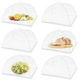 FOOEN (6 Pack) Pop-Up Outside Picnic Mesh Food Covers Tent Umbrella for Outdoors and Camping Food Net Cover Keep Out Flies Mosquitoes Ideal for Parties BBQ, Reusable and Collapsible 17 x 17inches