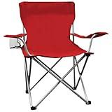 The Weather Station Camping, Lightweight and Portable Outdoor Folding Tailgate Quad Chair with Cup Holder and Armrests, Red