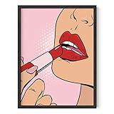 HAUS AND HUES Baddie Room Decor Lips Wall Art Preppy Room Decor, Pop Art Wall Decor, Trippy Poster, Pop Art Lipstick Pop Art Poster, Boss Lady Wall Art Pink Aesthetic Room Decor, UNFRAMED 12x16