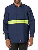 Red Kap mens Long Sleeve Enhanced Visibility IndustrialÃ‚ work Work Utility Button Down Shirt, Navy/Yellow/Green Visibility Trim, Large US