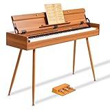 UISCOM 88 Key Weighted Digital Piano - Wooden Desk Electric Piano Transforms Between Desk and Vanity - Progressive Hammer-Action Keyboard, Perfect for Beginners with MIDI Functionality