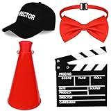 Kavoc Director Costume Set Include Director Cap Bowtie Clapboard Megaphone for Movie Night Party Kit Film Party Photo Props (Style1)