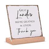 Afterprints Leader Gifts for Men Women, Boss Day Gifts, Thank You Gifts for Boss Great Leaders Supervisor, Appreciation Plaque Present for Retirement Leaving, Leaders Signs with Wooden Stand