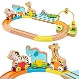 GIRAVO Train Set for Toddlers 18 Months+ Animal Wooden Train Set Toys for Toddler, Montessori Toys for 2 Year Old, Magnetic Train Toys with Wooden Train Track fits Brio, Railway Set