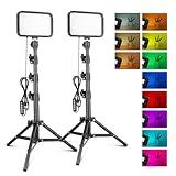 Torjim RGB Photography Video Lighting,Studio Lights with Adjustable Tripod Stand - 16 Color Lighting for Video Recording/YouTube/TikTok/Live Streaming/Make up/Vlogging