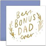 Old English Co. Step Dad Birthday Card - 'Best Bonus Dad' Special Gold Foil Birthday Card for Stepdad from Step Son or Daughter - Father's Day Card for Stepdad | Blank Inside with Envelope