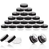 ZEJIA 3 Gram Sample Containers with Lids, 50 Count Tiny Sample Jars, 3ML Makeup Cosmetic Containers for Lip Balms, Lotion, Powder, Beauty Products(Black Lids)