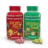 Balance of Nature Fruits and Veggies - Whole Food Supplement with Superfood Fruits and Vegetables for Women, Men, and Kids - 90 Fruit Capsules, 90 Veggie Capsules - 1 Set