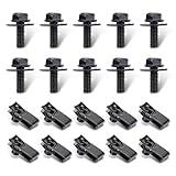 UGSHY 20 PCS Automotive Body Bolt and U-nut Clamp Kit, Hood Guard Spiral, Bumper Fender Liner Push Pull Metal Rust-Resistant U Retainer, Universal for Most Cars Fastening Accessories (Black)