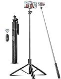 71" Phone Tripod & Selfie Stick, All in One Extendable Cell Phone Tripod with Wireless Remote, Tripod Stand for iPhone & Travel Tripod 360° Rotation Compatible with iPhone Android Phone, Camera