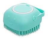 Pet Bath Massage Brush Puppy Dog Cat Grooming Cleaning Soft (Blue)