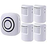 Seanme Motion Sensor Alarm, Wireless Driveway Alarm, Home Security Business Detect Alert with 4 Sensor and 1 Receiver,38 Chime Tunes - LED Indicators for Indoor Use