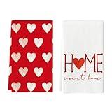 Artoid Mode Heart Love Home Sweet Home Valentine's Day Kitchen Towels Dish Towels, 18x26 Inch Anniversary Wedding Decoration Hand Towels Set of 2