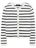 LILLUSORY Women's Striped Cardigan Sweaters Fall Oufits Clothes Fashion Trendy Long Sleeve Tops Casual Knit Lady Jackets White Black M