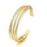 ENSKEFEN Simple Gold Cuff Bracelets for Women Multi-layer Cross Wire Bangle Bracelet Adjustable Open Cuff Bracelet Stackable Wrist Cuff Bracelets