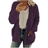 Generic Amazonlogintomyaccount,Coupons And Discounts,Jacket Women Open Front Fleece Jackets Long Sleeve Button Coats With Pockets Fuzzy Winter Cardigan Outerwear,Purple,Xx-Large,Closeout Deals