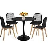 Mid Century Modern Round Dining Table Set for 4 with Chairs in Dining Room, Small Kitchen, Office, Cafe, Restaurants